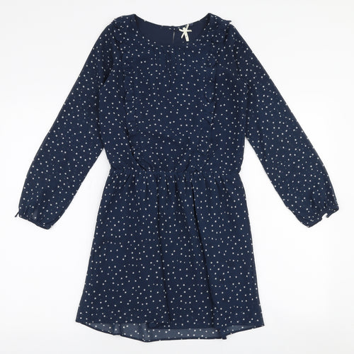 NEXT Girls Blue  Polyester Skater Dress  Size 11 Years  Round Neck Pullover - Stars