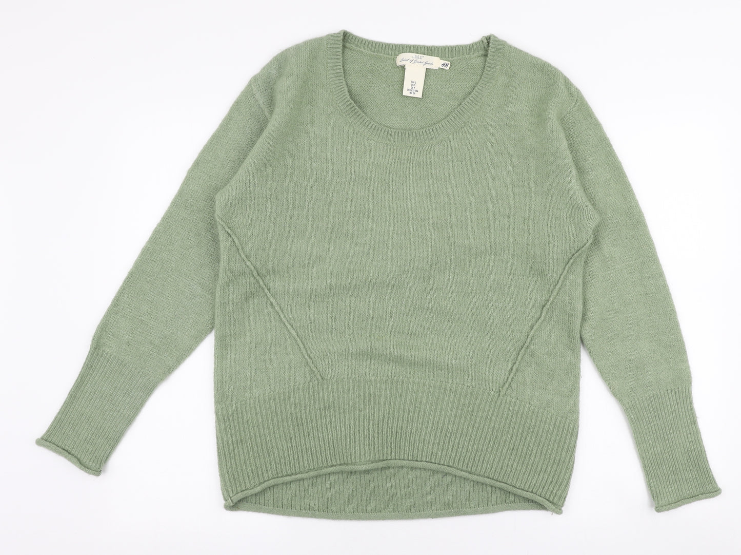 L.O.G.G Womens Green V-Neck  Acrylic Pullover Jumper Size S