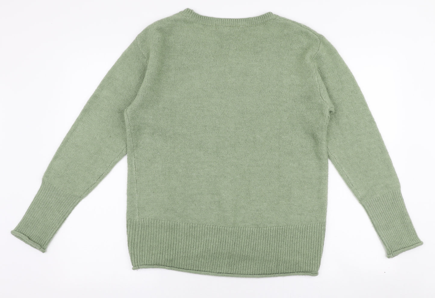 L.O.G.G Womens Green V-Neck  Acrylic Pullover Jumper Size S