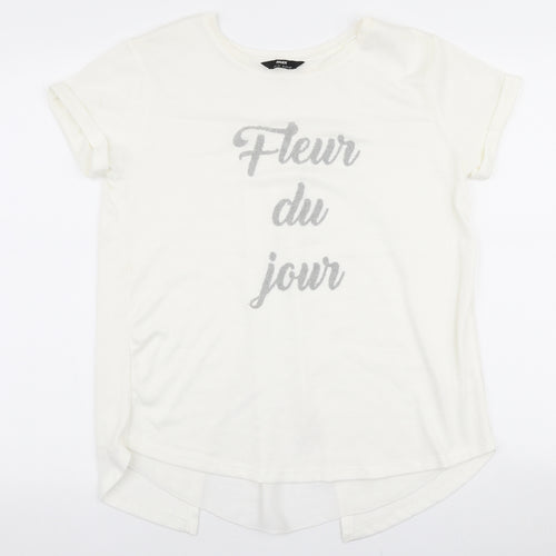 Max Womens White  Polyester Jersey T-Shirt Size 10 Round Neck - Fleur du jour