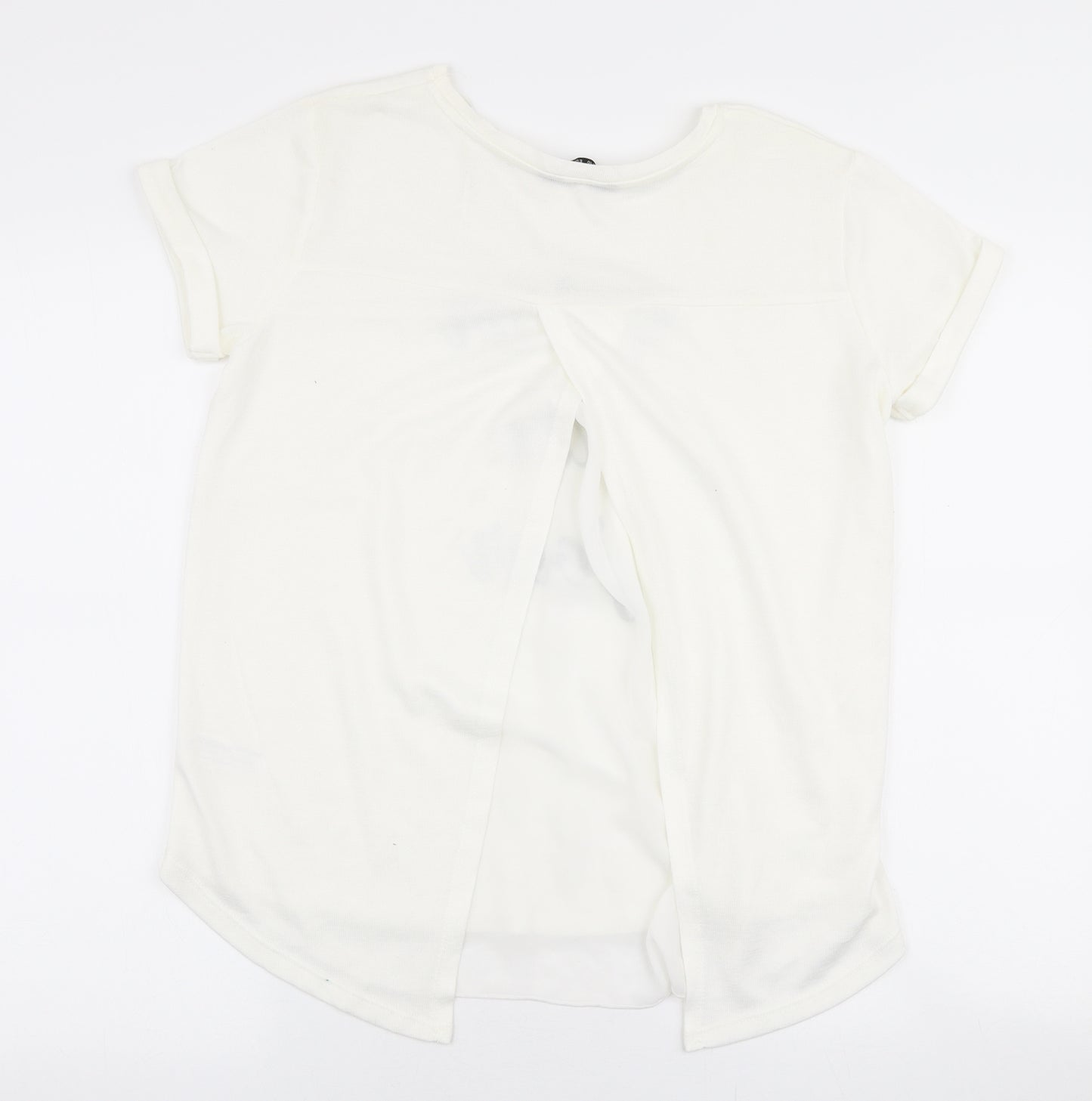 Max Womens White  Polyester Jersey T-Shirt Size 10 Round Neck - Fleur du jour