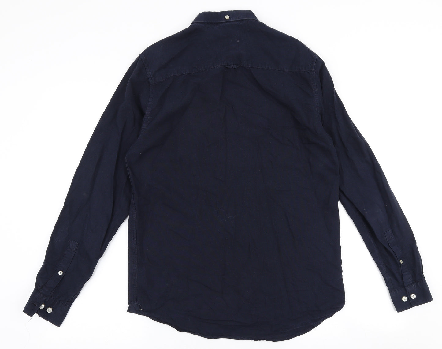 River Island Mens Blue  Cotton  Button-Up Size S Collared Button