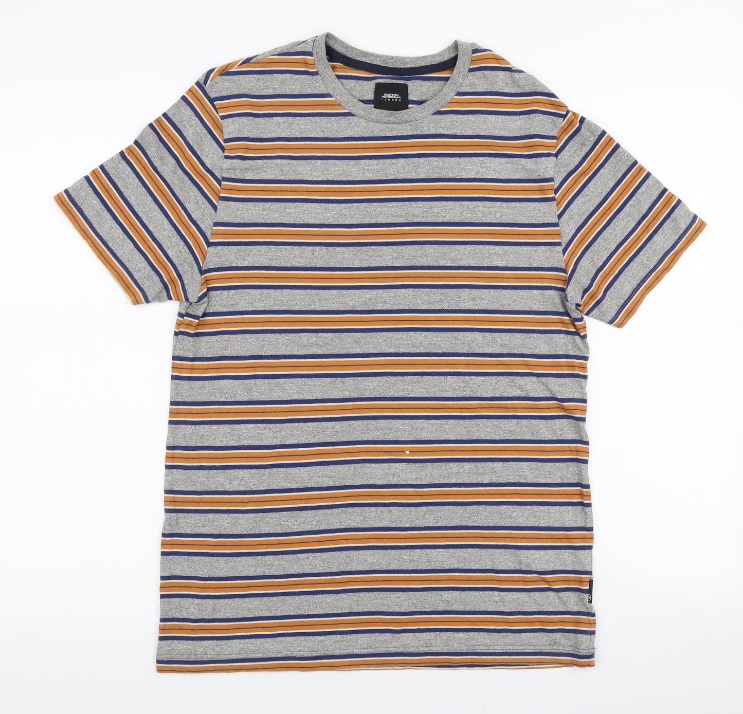 Burton Mens Multicoloured Striped Cotton  T-Shirt Size S Round Neck