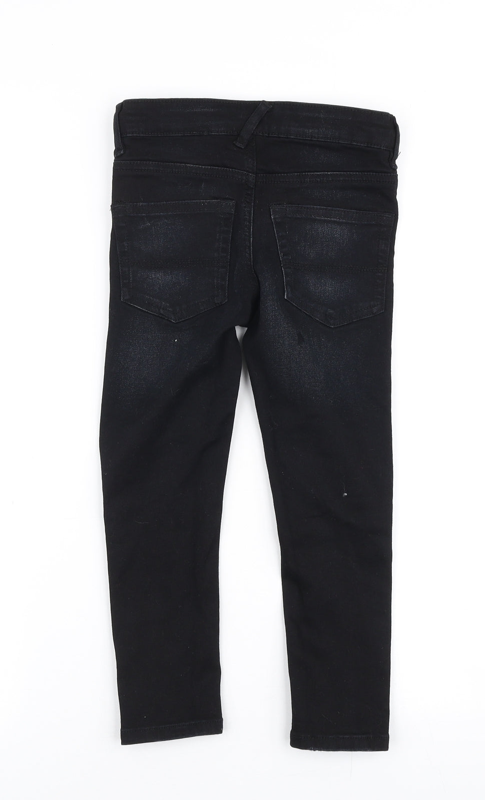 Matalan Boys Black  Cotton Skinny Jeans Size 5 Years  Slim Zip - Distressed