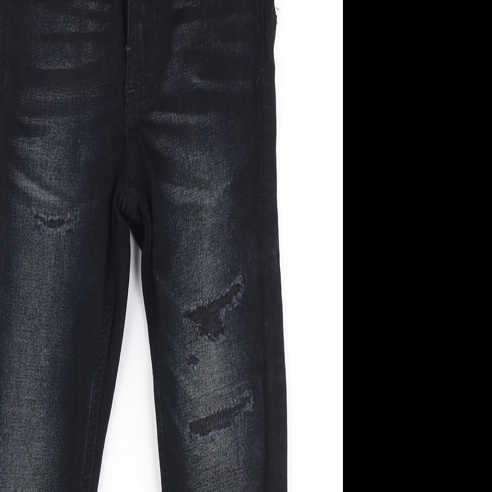 Matalan Boys Black  Cotton Skinny Jeans Size 5 Years  Slim Zip - Distressed