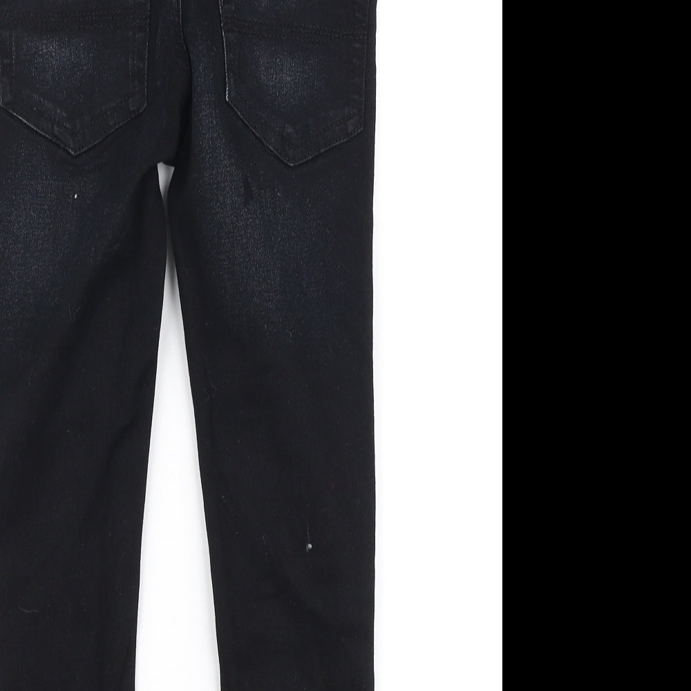 Matalan Boys Black  Cotton Skinny Jeans Size 5 Years  Slim Zip - Distressed