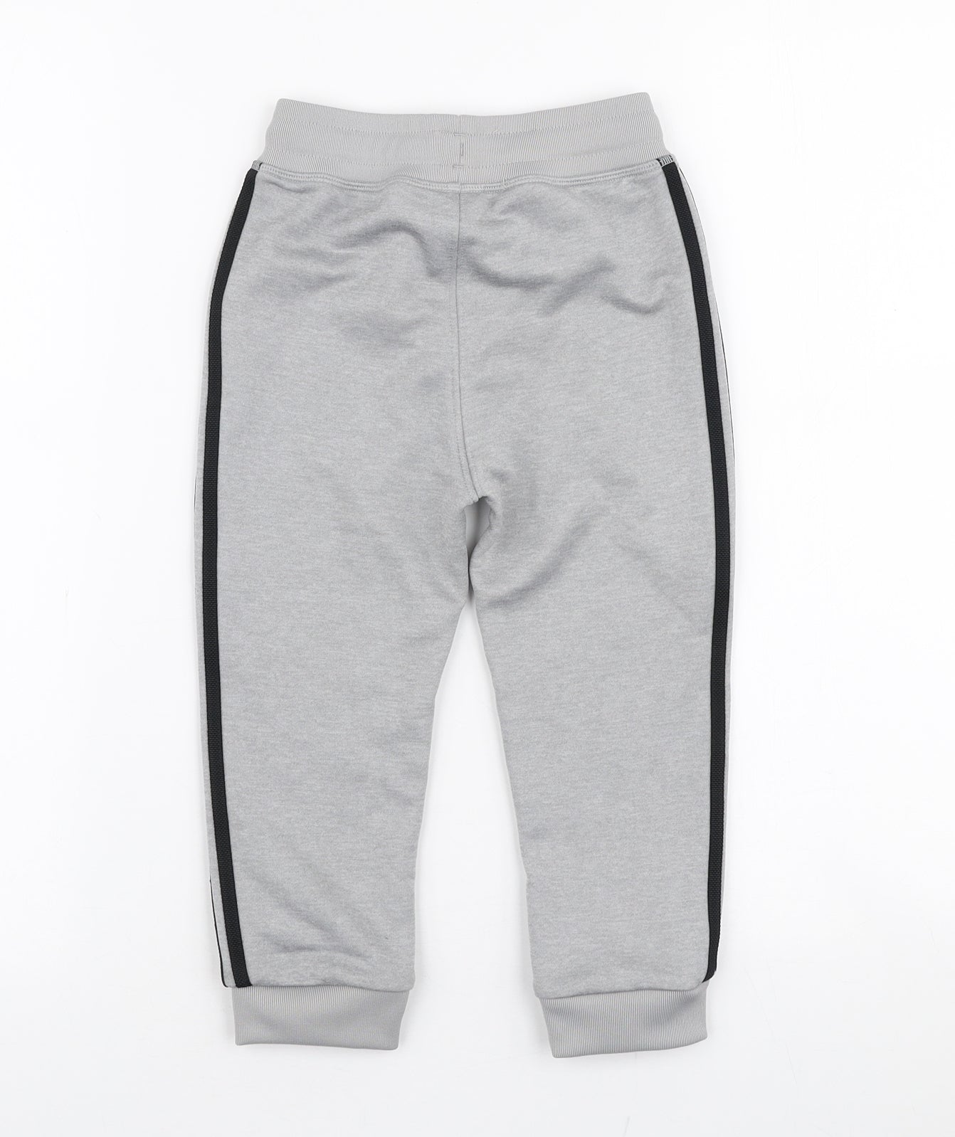 adidas Boys Grey Striped Polyester Jogger Trousers Size 2-3 Years  Slim Drawstring