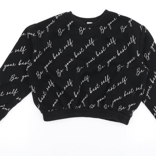 Primark Girls Black  Cotton Pullover Sweatshirt Size 9-10 Years  Pullover - Be your best self