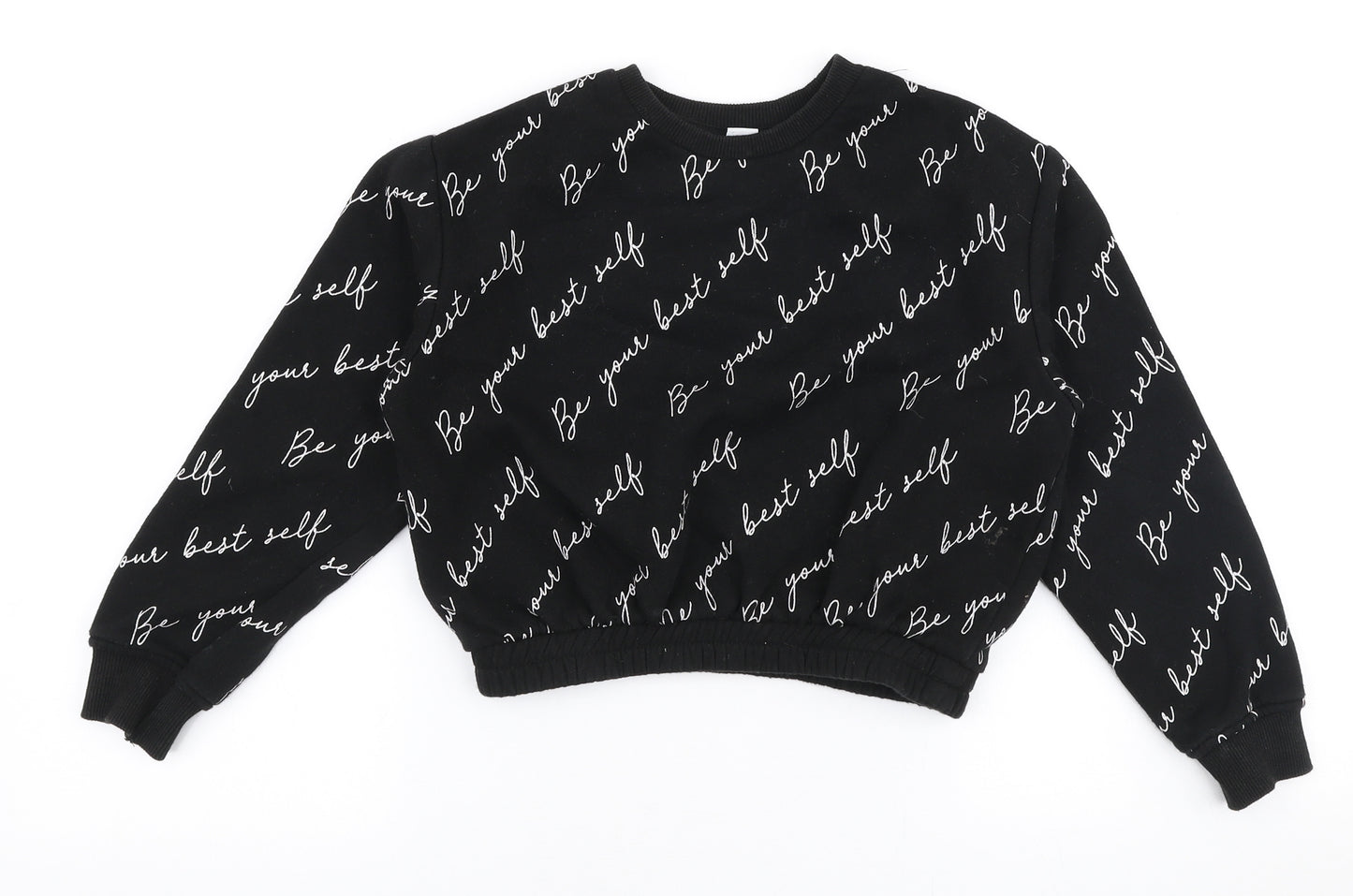 Primark Girls Black  Cotton Pullover Sweatshirt Size 9-10 Years  Pullover - Be your best self