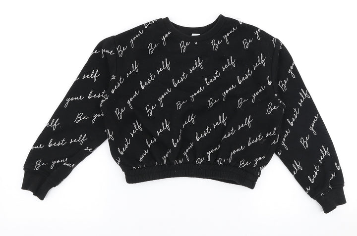 Primark Girls Black  Cotton Pullover Sweatshirt Size 9-10 Years  Pullover - Be your best self