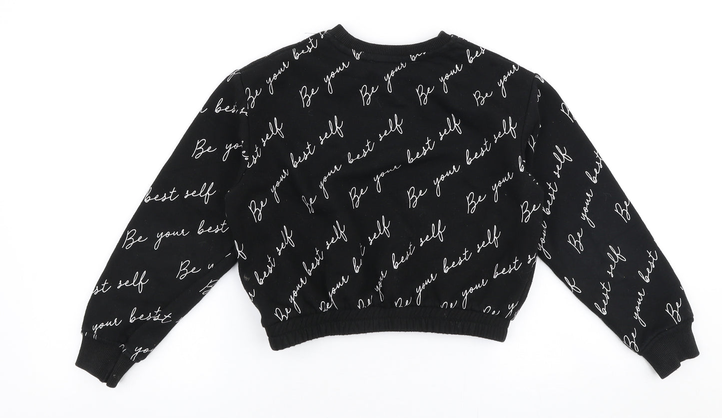 Primark Girls Black  Cotton Pullover Sweatshirt Size 9-10 Years  Pullover - Be your best self