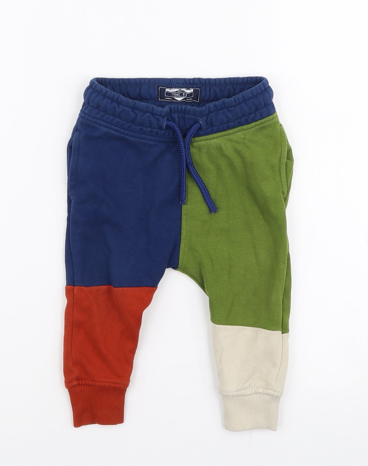 NEXT Boys Multicoloured  Cotton Jogger Trousers Size 9-12 Months  Drawstring