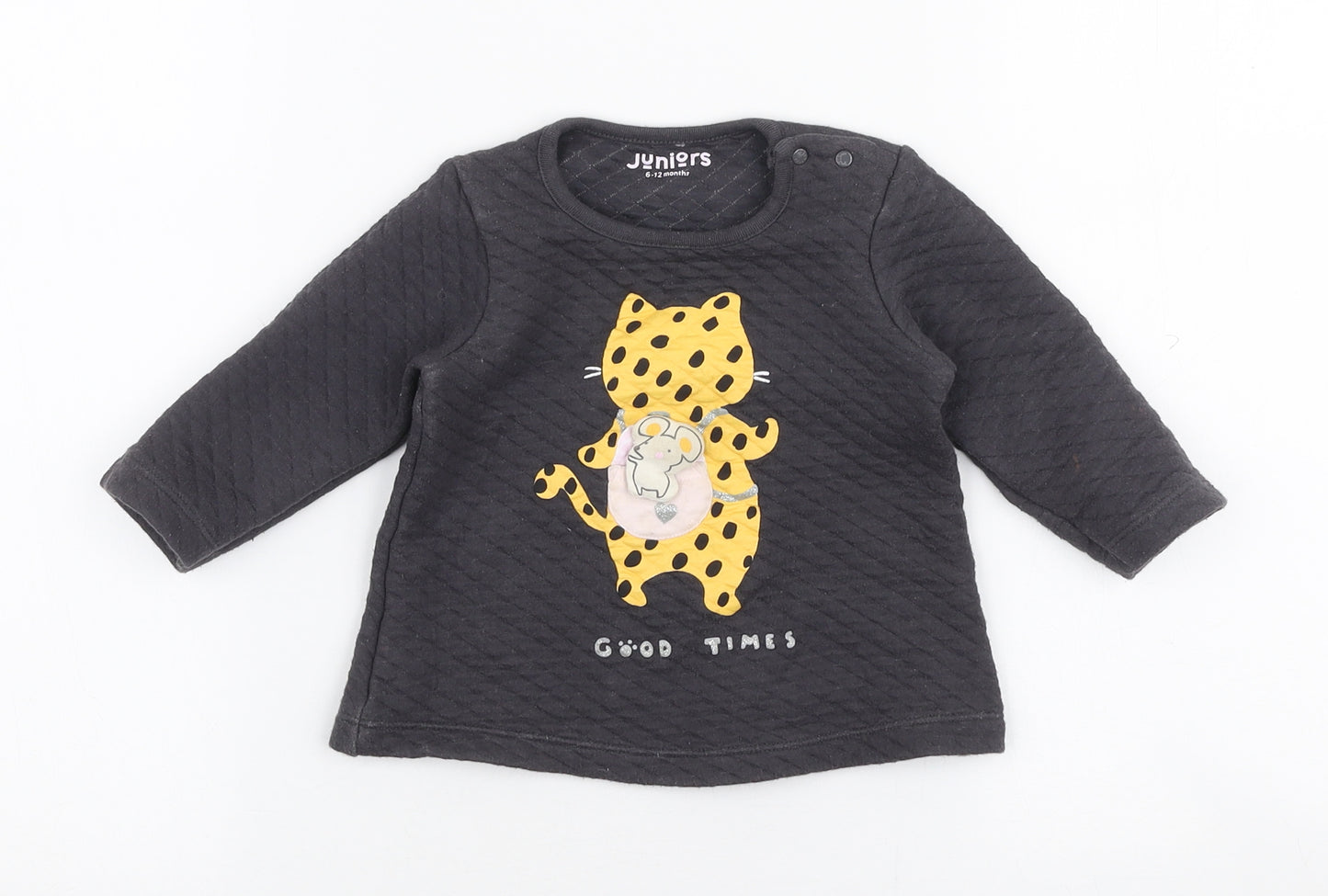 Juniors Girls Grey  Cotton Pullover Jumper Size 9-12 Months  Snap - Tiger