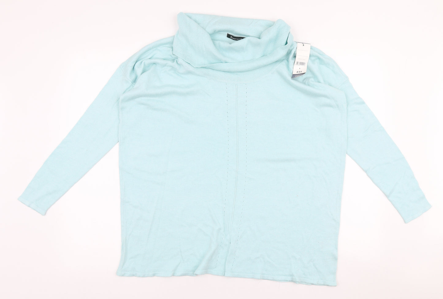 Bonmarche Womens Blue Roll Neck  Nylon Pullover Jumper Size S
