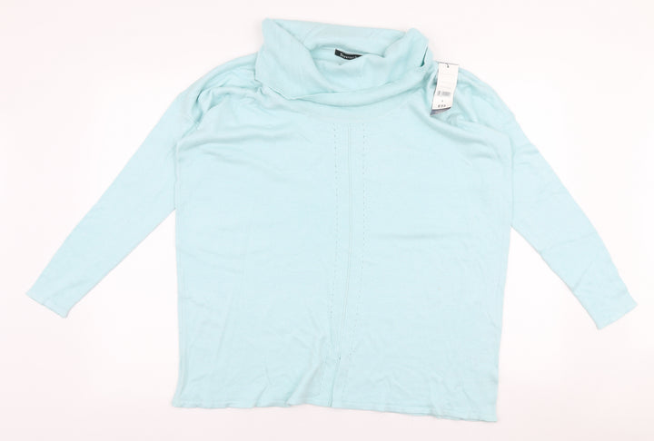 Bonmarche Womens Blue Roll Neck  Nylon Pullover Jumper Size S