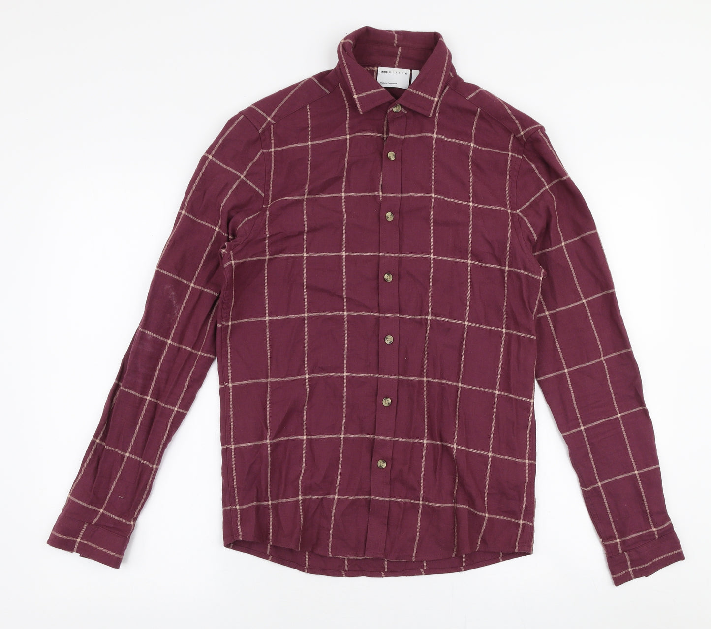 ASOS Womens Purple Plaid 100% Cotton Jersey Button-Up Size 2XS Collared