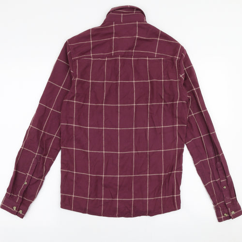 ASOS Womens Purple Plaid 100% Cotton Jersey Button-Up Size 2XS Collared