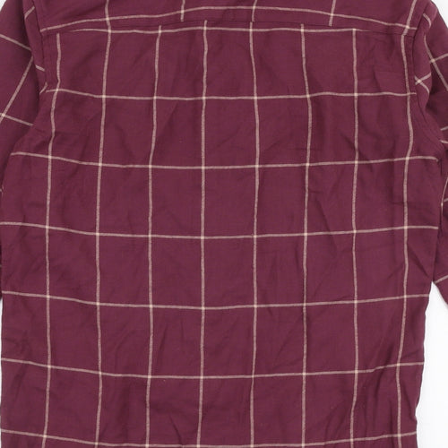 ASOS Womens Purple Plaid 100% Cotton Jersey Button-Up Size 2XS Collared