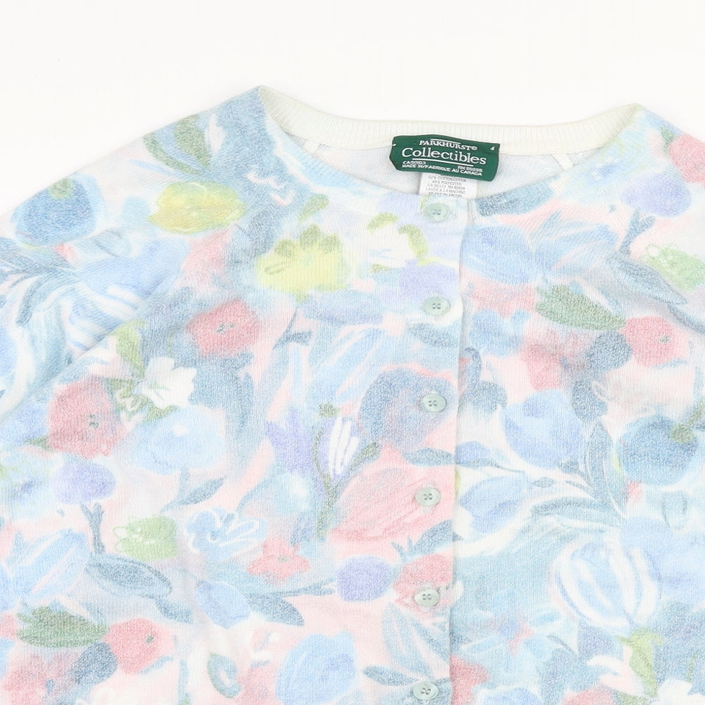 Parkhurst Womens Multicoloured Round Neck Floral Cotton Cardigan Jumper Size M