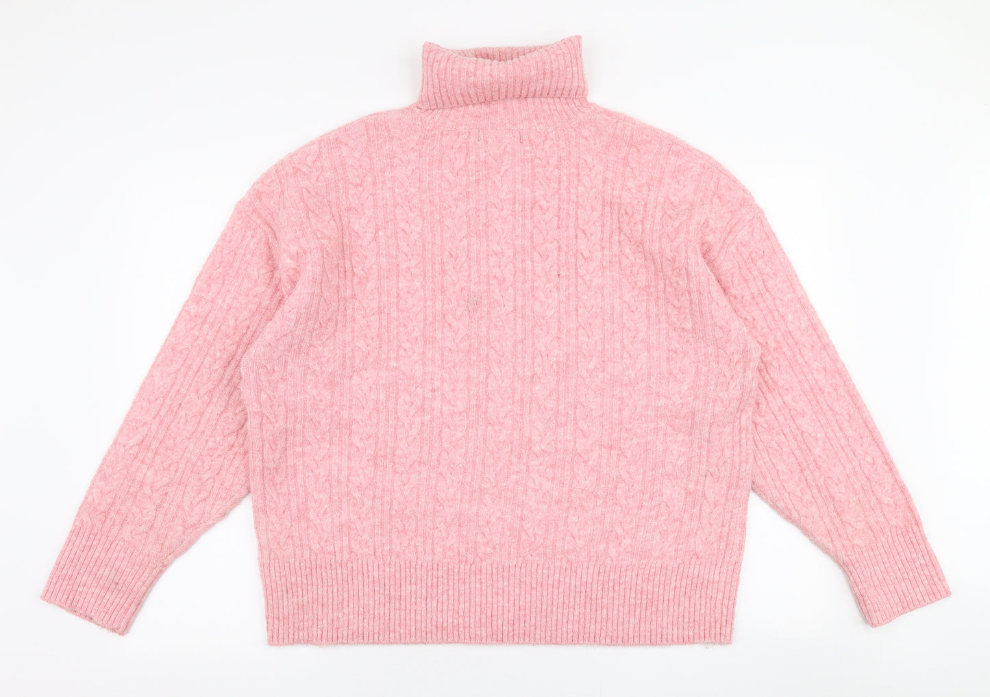 F&F Womens Pink Roll Neck  Polyester Pullover Jumper Size M