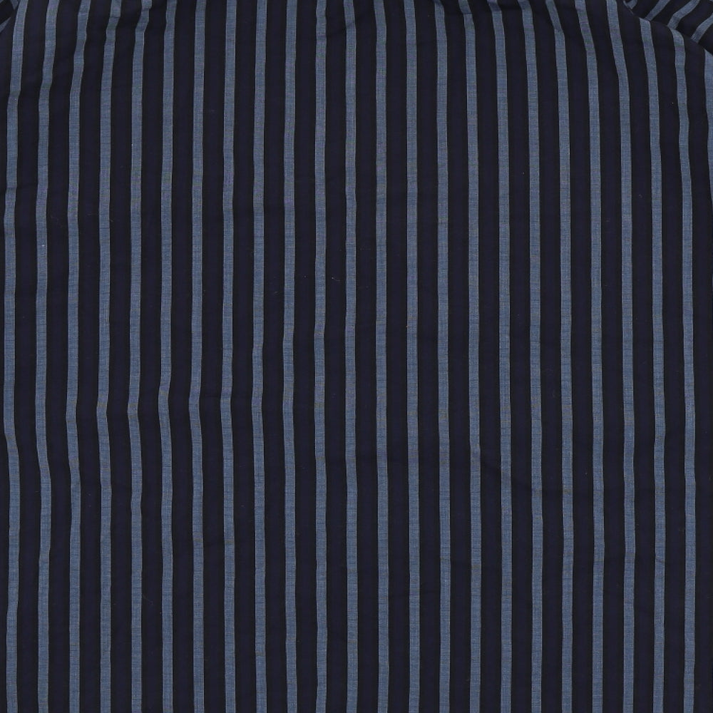Marks and Spencer Mens Blue Striped Cotton  Dress Shirt Size 17.5 Collared Button