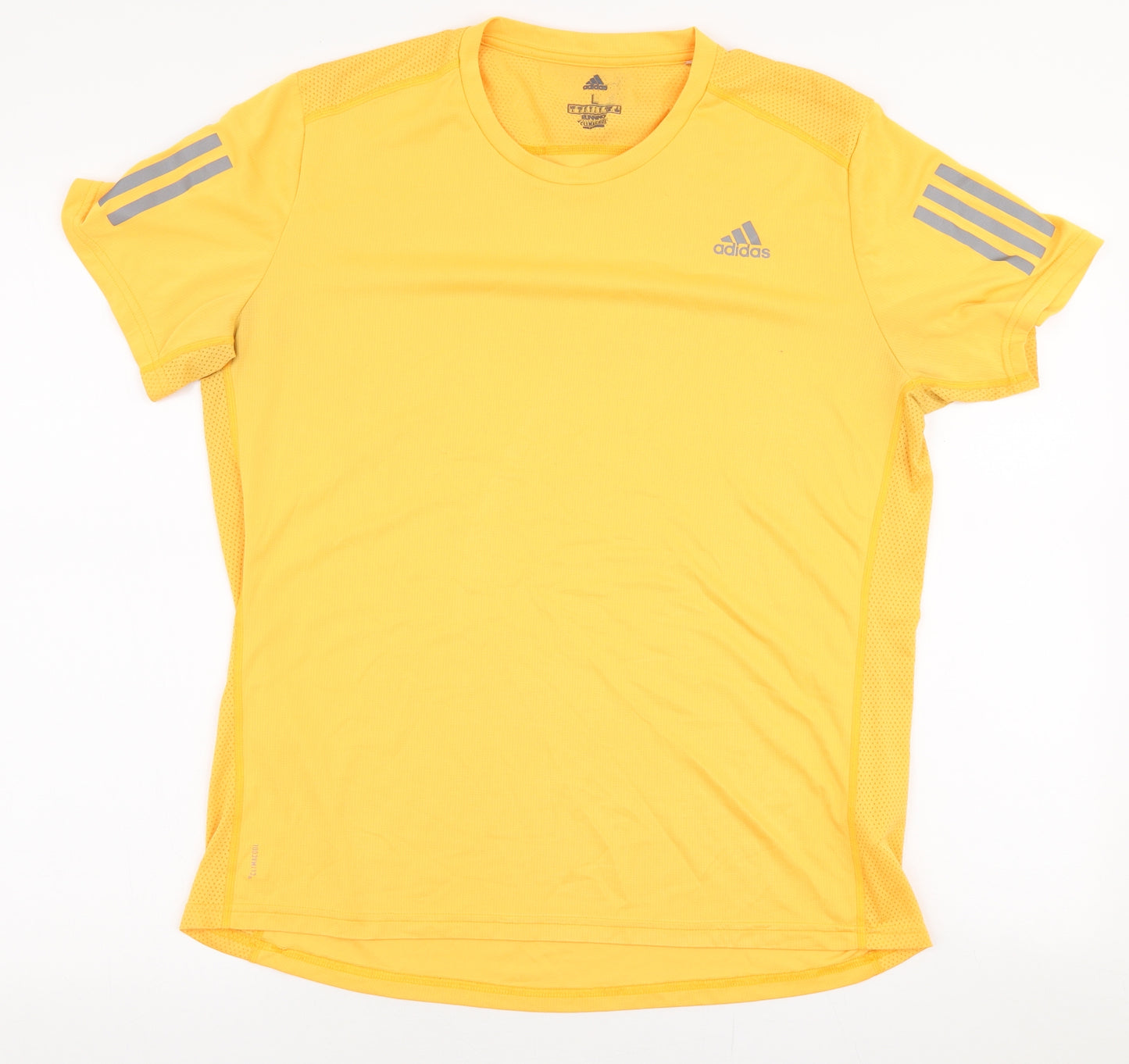 adidas Mens Orange  Polyester Jersey T-Shirt Size L Round Neck Pullover