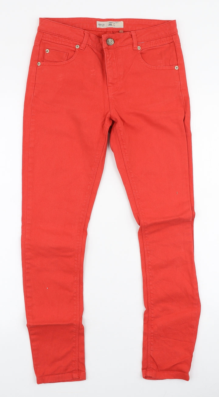 Topshop Womens Red Cotton Skinny Jeans Size 28 in L28 in Slim Zip