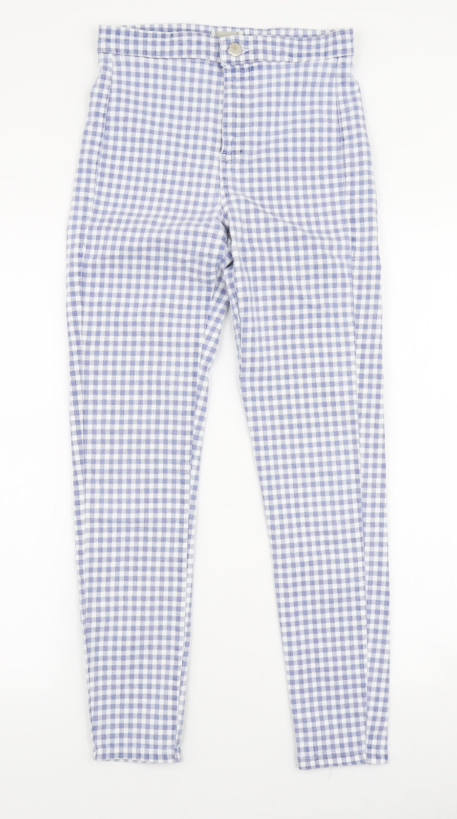Topshop Womens Purple Check Cotton Skinny Jeans Size 28 in L30 in Slim Zip