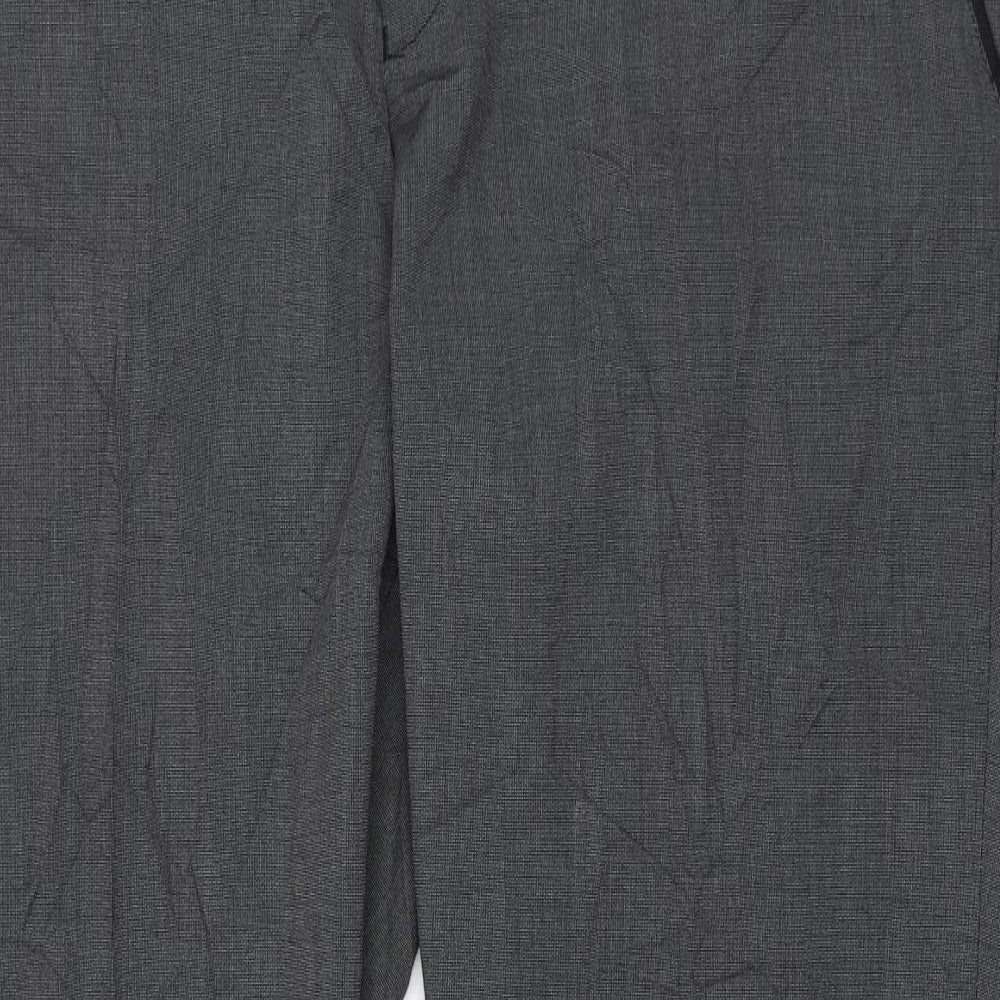 F&F Mens Grey  Polyester Dress Pants Trousers Size 38 in L31 in Regular Zip
