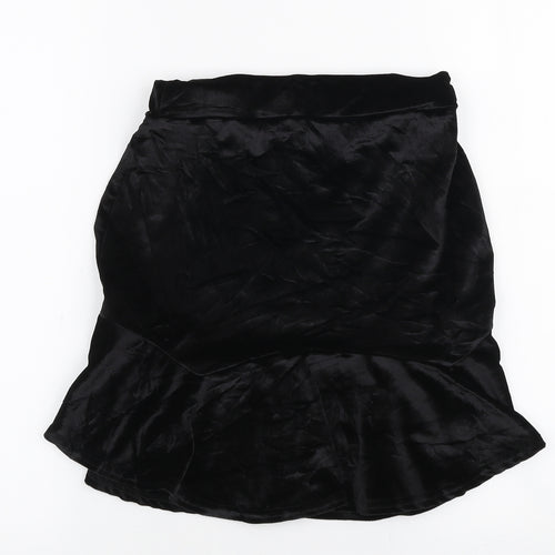 PRETTYLITTLETHING Womens Black  Polyester A-Line Skirt Size 8