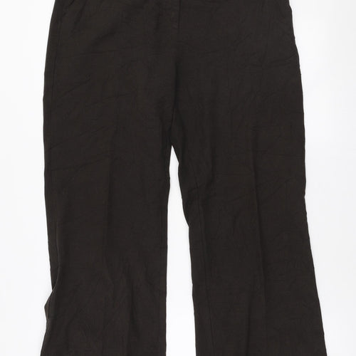 Per Una Womens Brown  Polyester Trousers  Size 14 L26 in Regular Zip