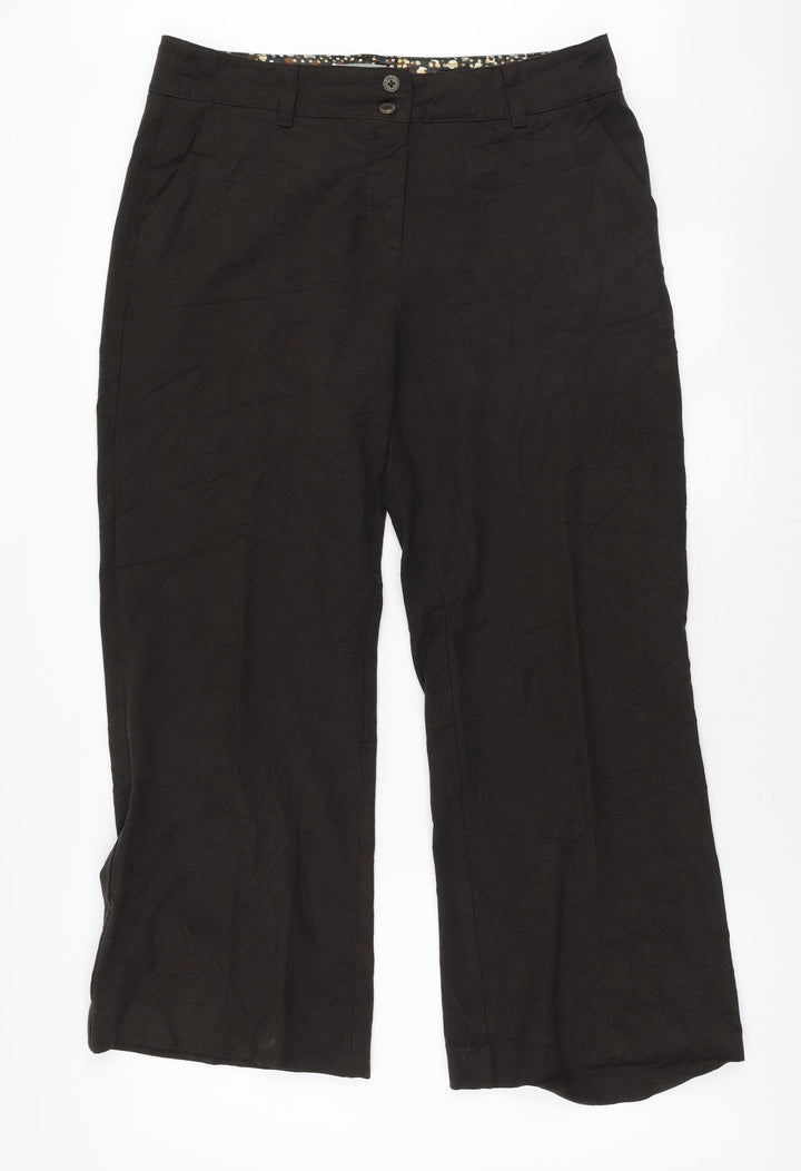 Per Una Womens Brown  Polyester Trousers  Size 14 L26 in Regular Zip