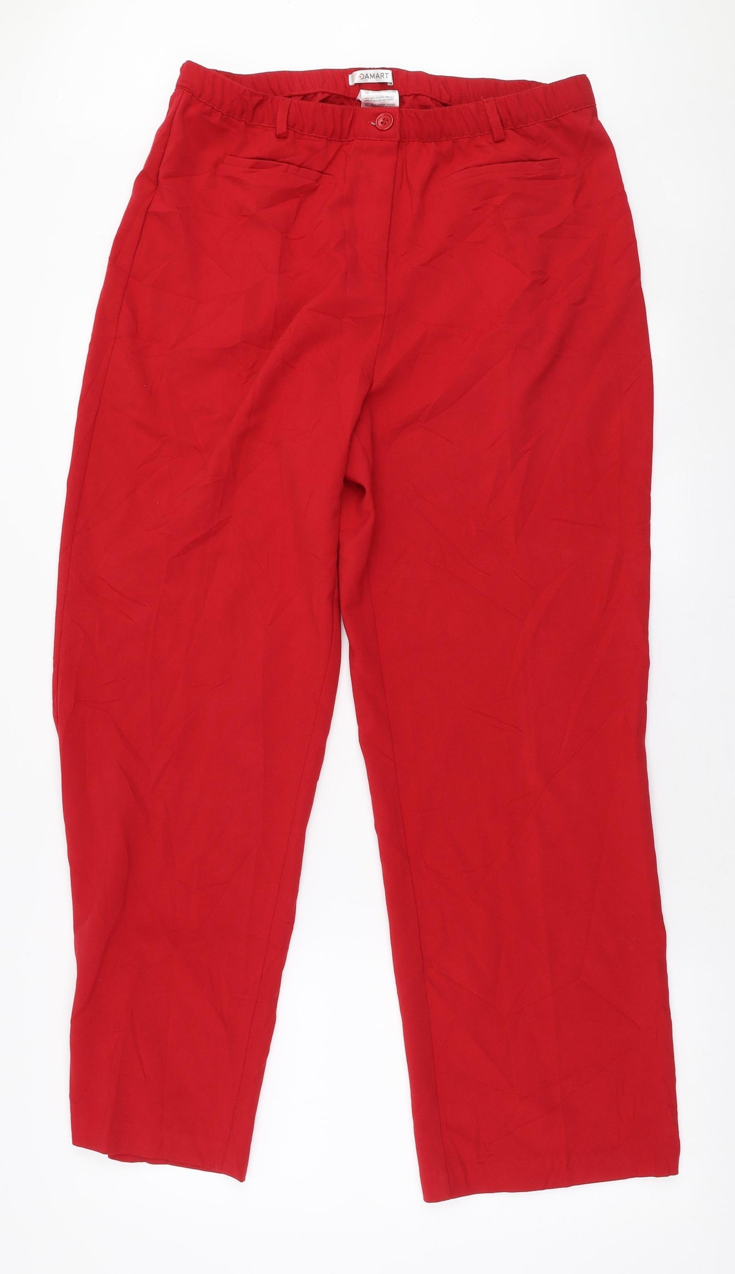 Damart  Womens Red  Polyester Dress Pants Trousers Size 16 L29 in Regular Zip