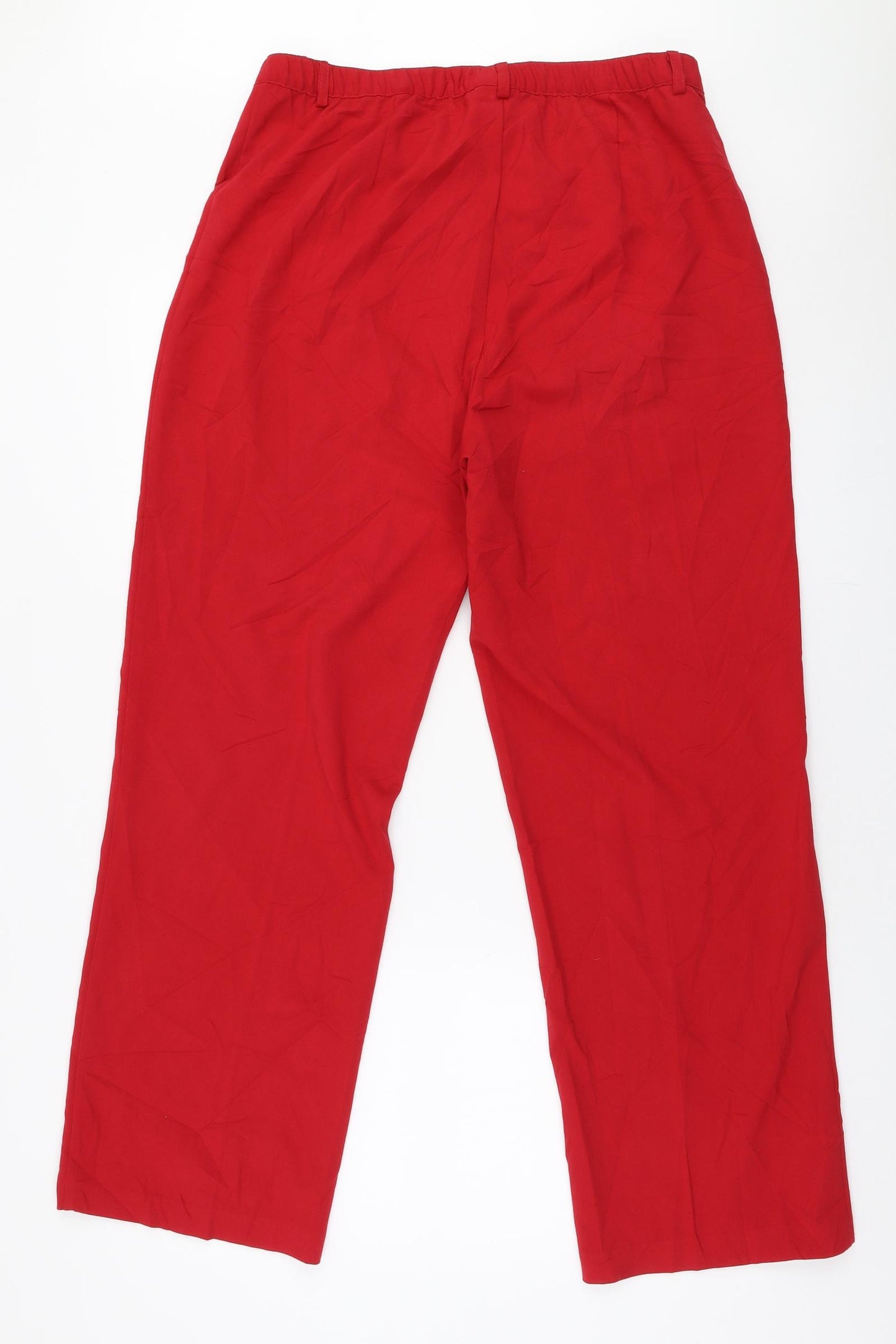 Damart  Womens Red  Polyester Dress Pants Trousers Size 16 L29 in Regular Zip