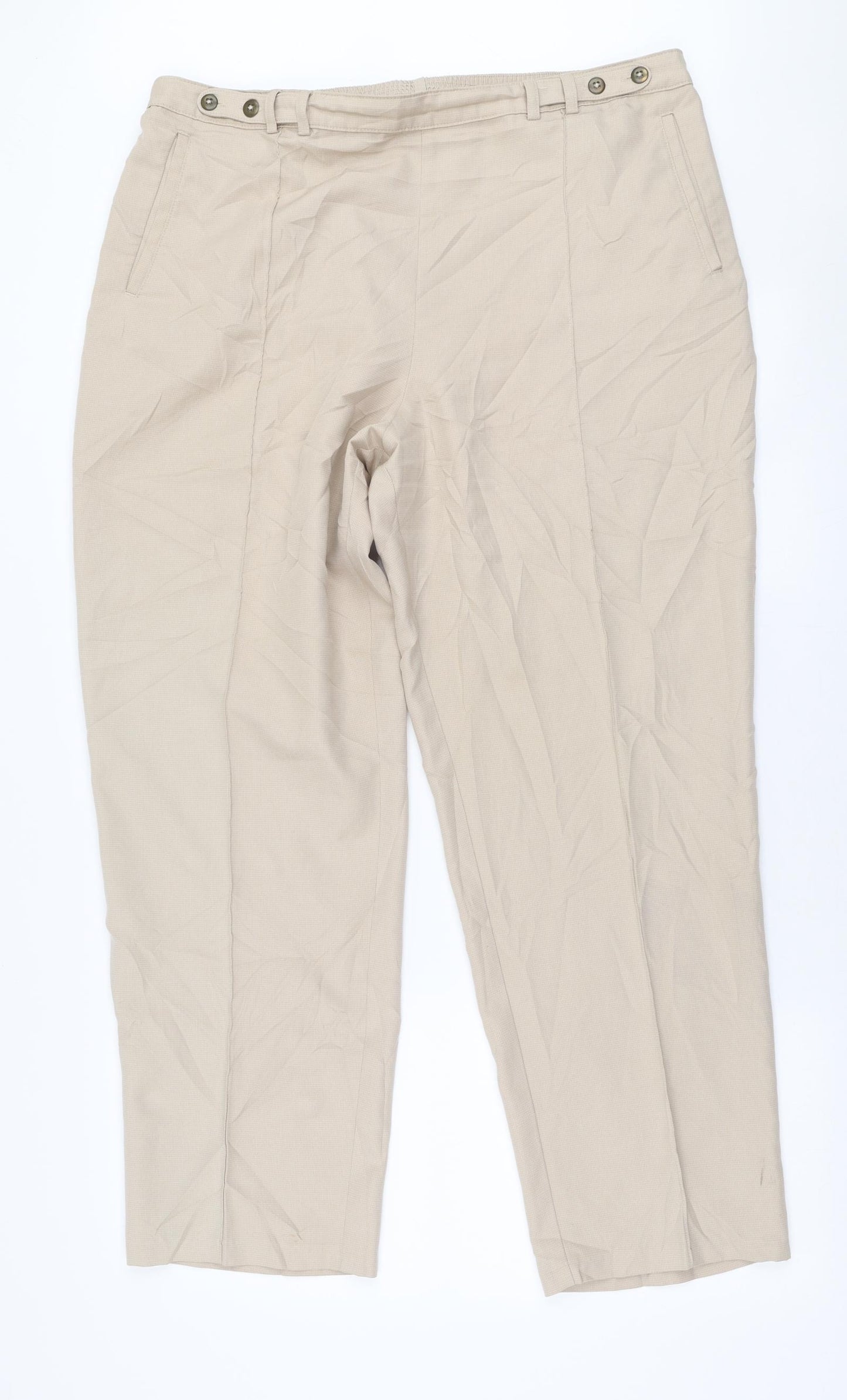 Marks and Spencer Womens Beige  Polyester Trousers  Size 18 L28 in Regular