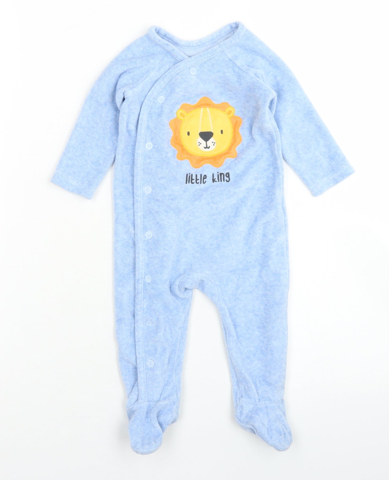 Dunnes Stores Boys Blue  Cotton Babygrow One-Piece Size 3-6 Months  Snap - Little King