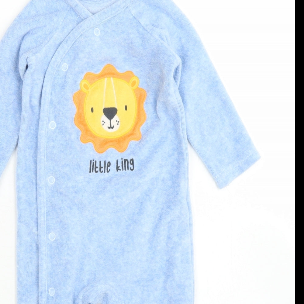 Dunnes Stores Boys Blue  Cotton Babygrow One-Piece Size 3-6 Months  Snap - Little King