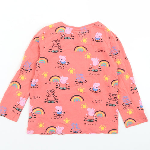 F&F Girls Pink Geometric Cotton Basic T-Shirt Size 4-5 Years Crew Neck  - Peppa Pig