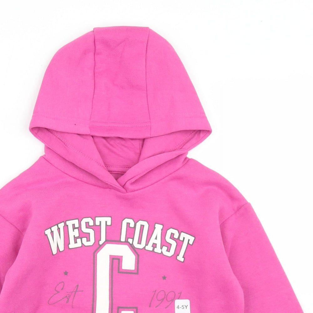 Dunnes Stores Girls Pink  Polyester Pullover Hoodie Size 4-5 Years   - California