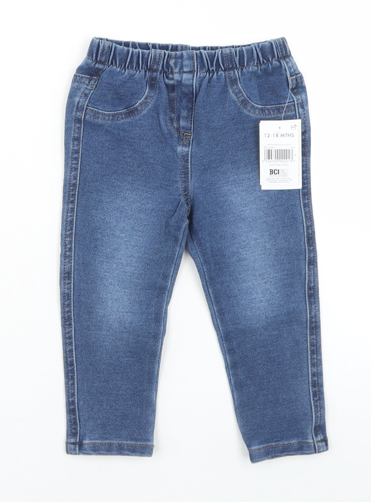 Matalan Girls Blue  Cotton Capri Jeans Size 12-18 Months