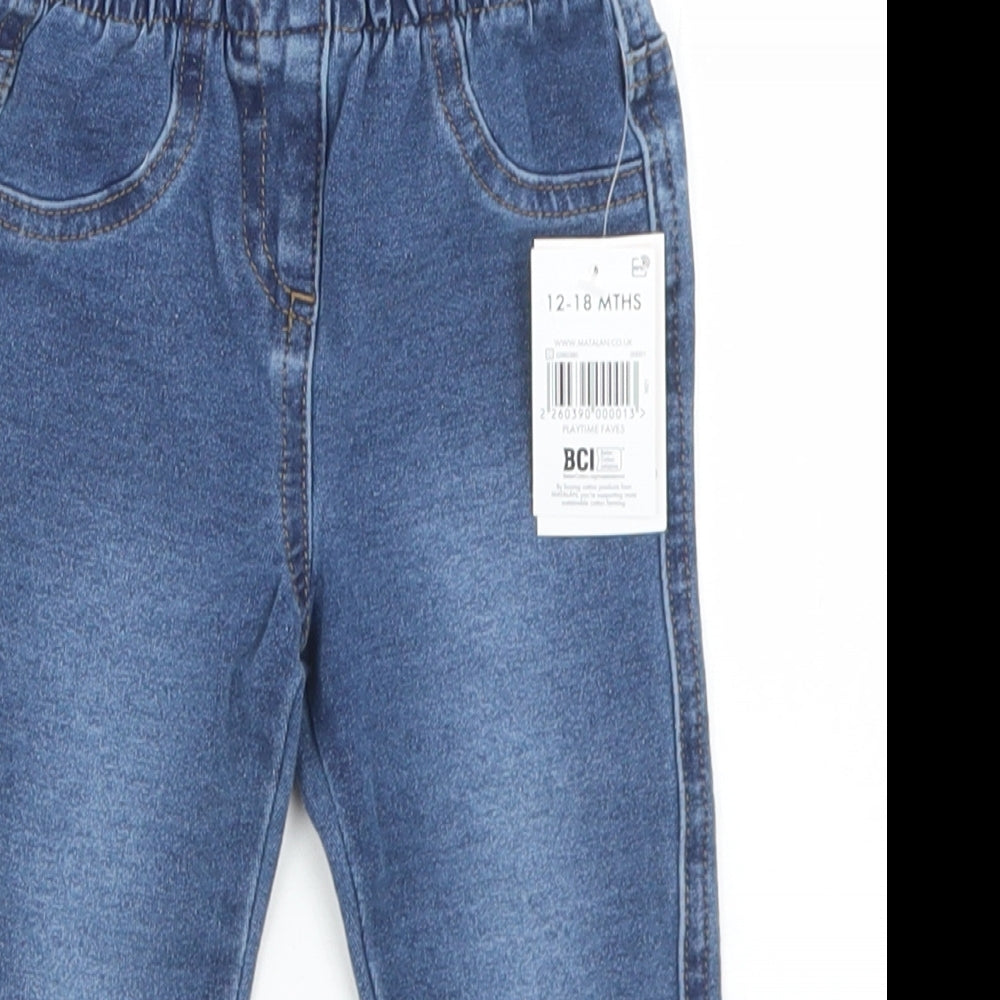 Matalan Girls Blue  Cotton Capri Jeans Size 12-18 Months