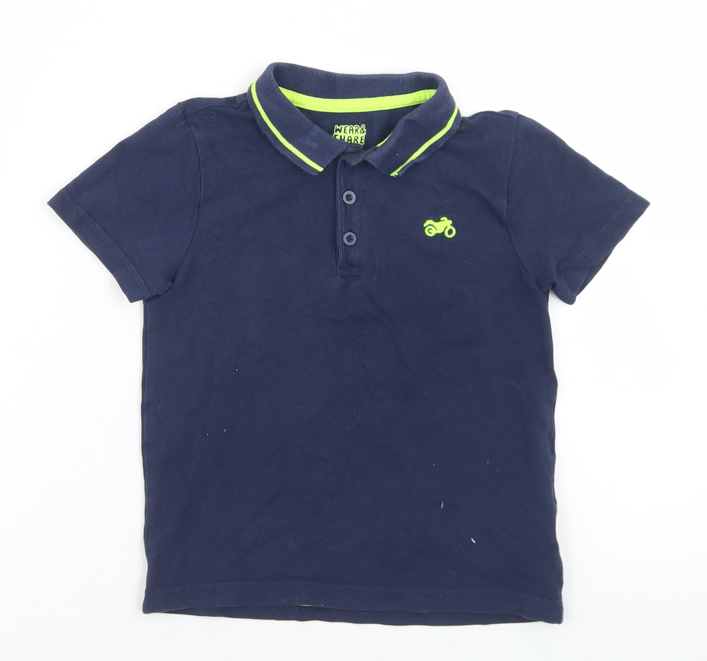 F&F Boys Blue  Cotton Basic Polo Size 4-5 Years Collared Button