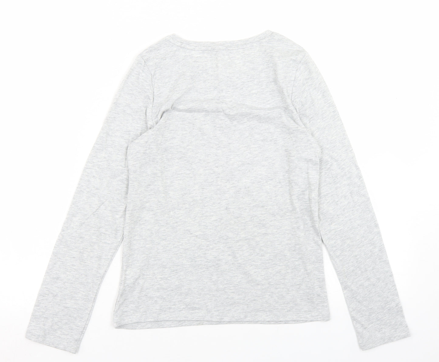 Gap Girls Grey  Cotton Basic T-Shirt Size 10-11 Years Crew Neck  - Italy