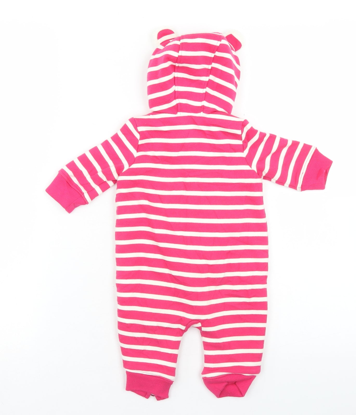 Gap Girls Pink Striped Cotton Romper One-Piece Size 0-3 Months  Zip
