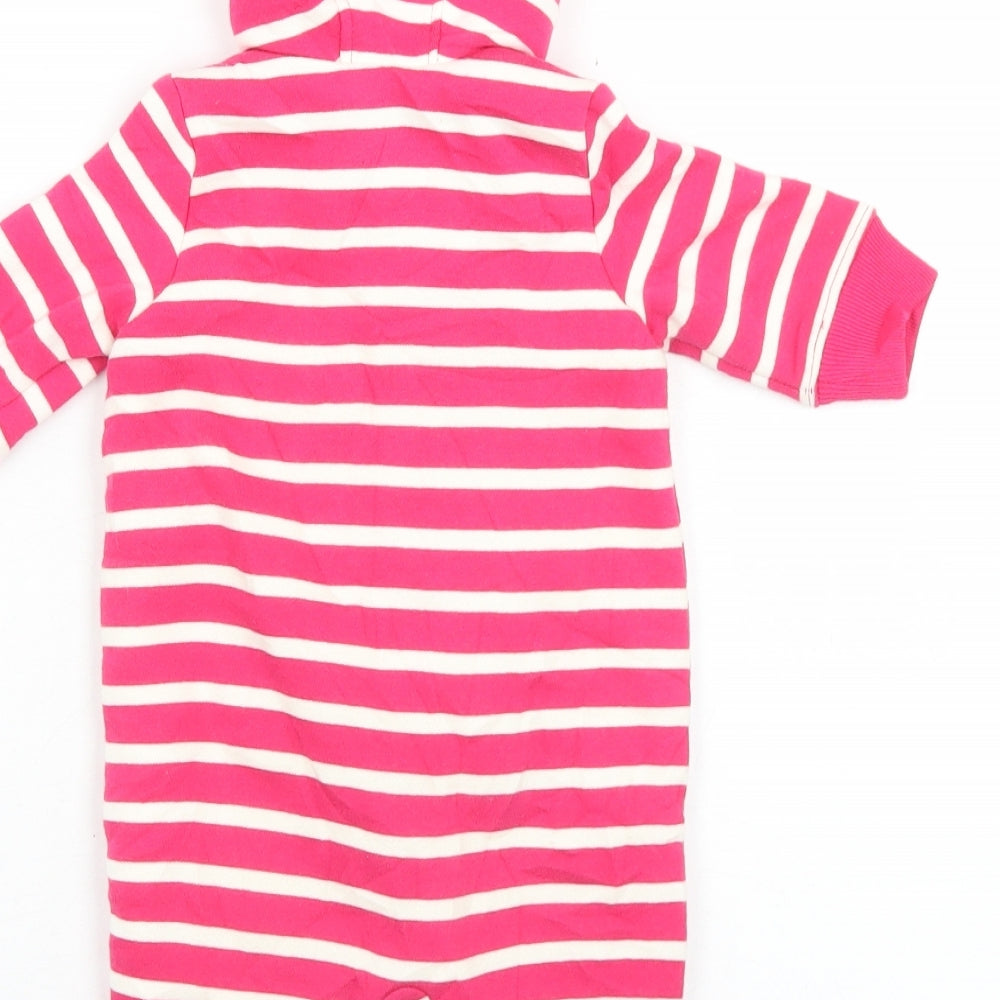 Gap Girls Pink Striped Cotton Romper One-Piece Size 0-3 Months  Zip