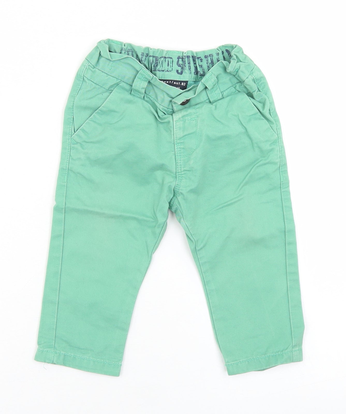 NEXT Boys Green  Cotton Capri Trousers Size 9-12 Months  Button