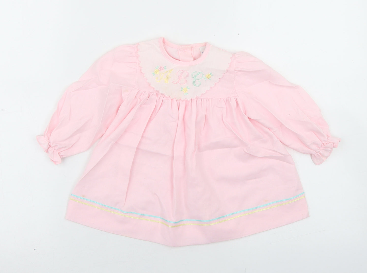 BHS Girls Pink  Polyester Trapeze & Swing  Size 9-12 Months  Collared Button