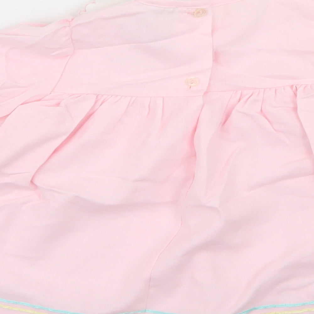 BHS Girls Pink  Polyester Trapeze & Swing  Size 9-12 Months  Collared Button
