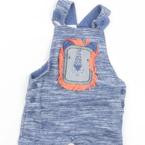 F&F Boys Blue  Cotton Dungaree One-Piece Size 0-3 Months  Snap - Lion