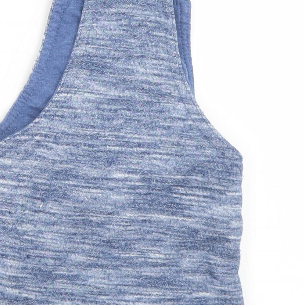 F&F Boys Blue  Cotton Dungaree One-Piece Size 0-3 Months  Snap - Lion